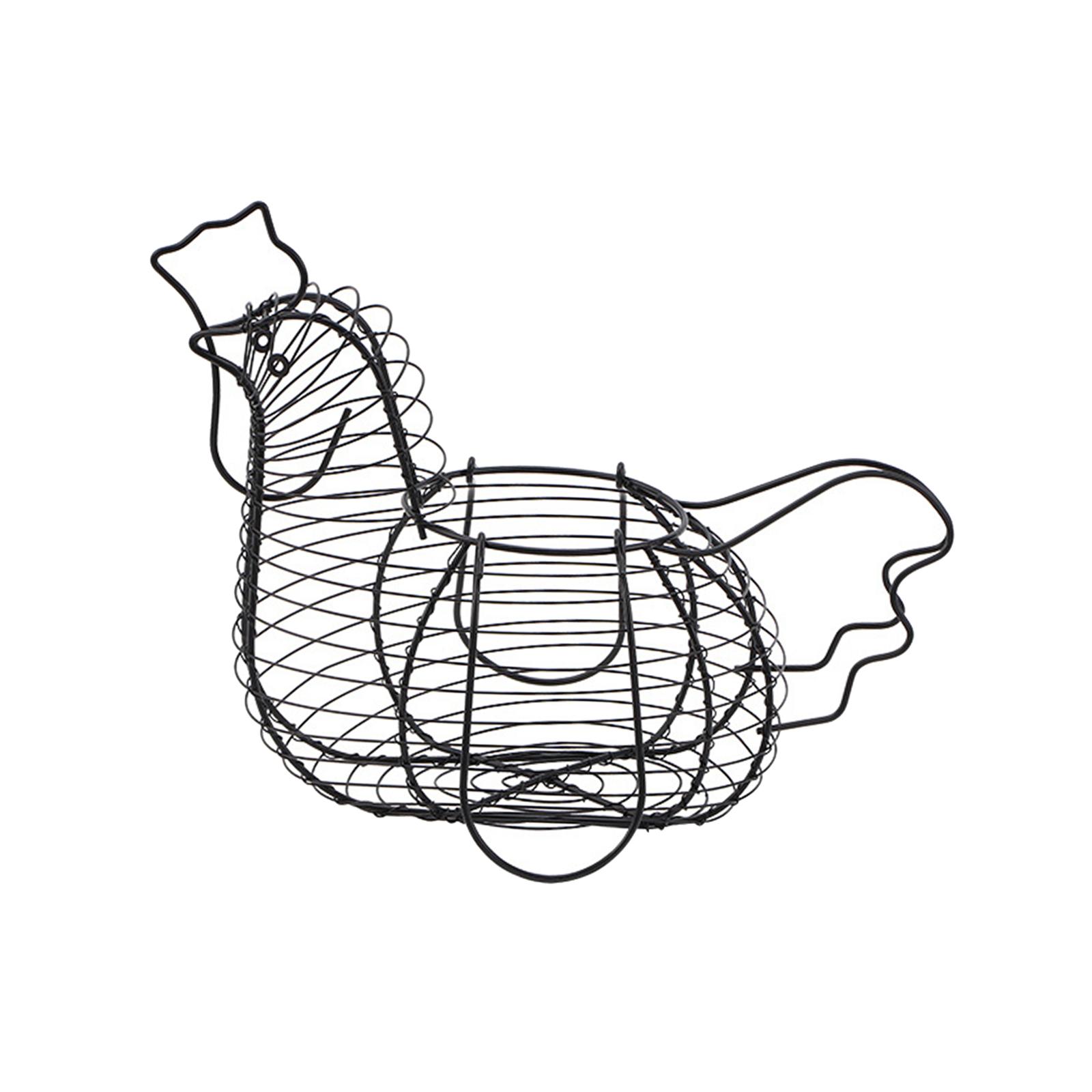 Magideal - Cesta De Huevos De Gallina De Metal, Cesta De Huevos De Alambre De Pollo Vintage, Cesta De Recolección De Alambre, Estante De Alimentos Y Verduras Par