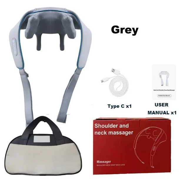 Rechargeable Powerful 5D Shiatsu Back Neck Shoulder Massager Heated Kneading Neck And Shoulder Muscle Relaxing Massage Shawl