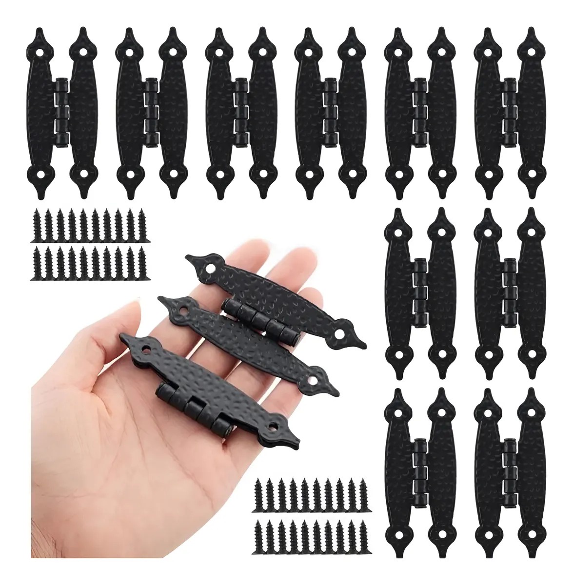 Genérica - 10 Pcs Bisagra Vintage Mariposa 89X36Mm Con Tornillos Negro
