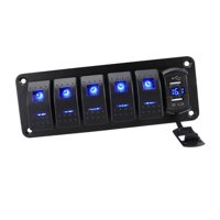 Ioensy - Panel De Interruptor De Balancín 4.2A Voltímetro De Cargador Usb Doble Para Vehículos Marine 6 Pandilla