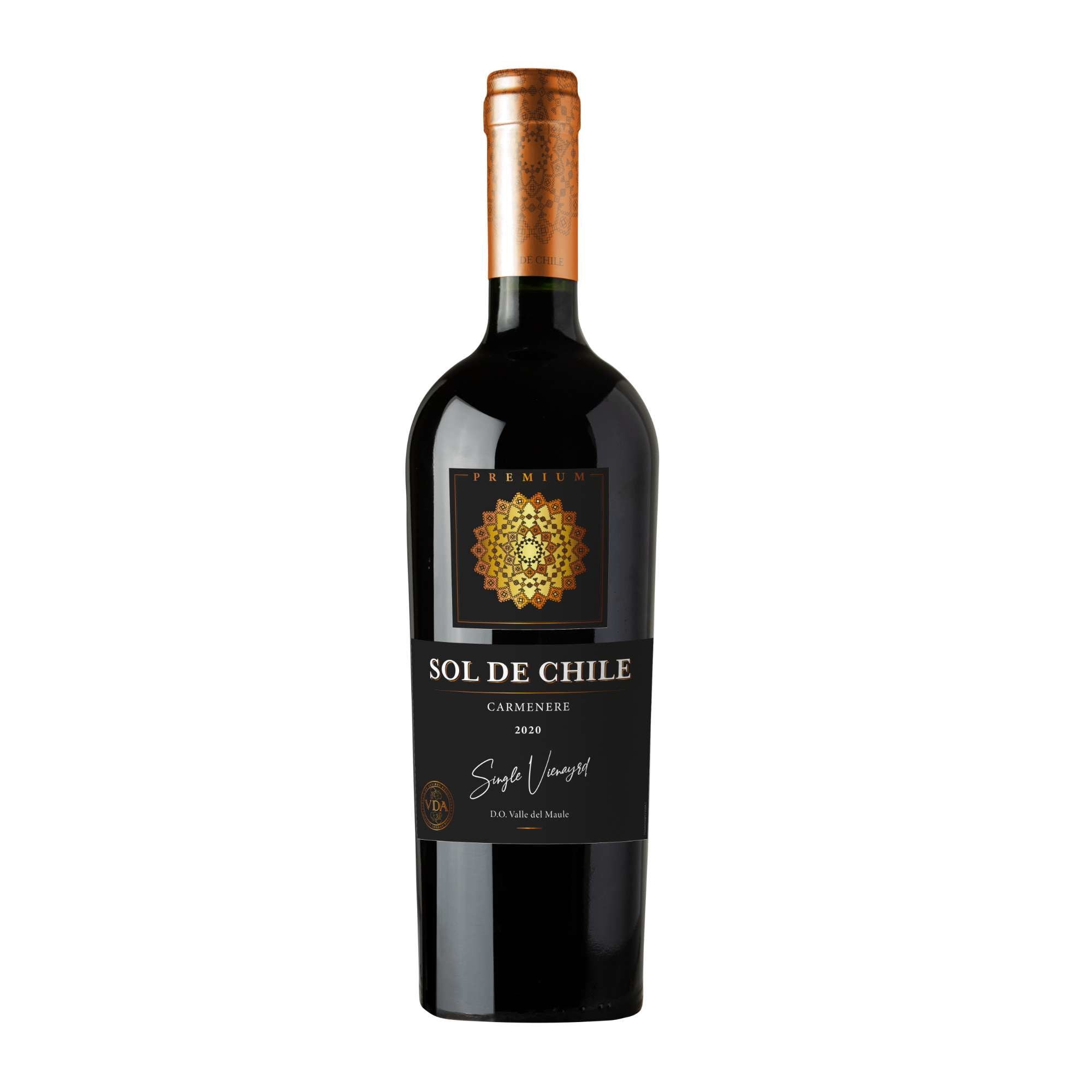 Vino Tinto Carmenere Premium 14° Botella 750 ml Sol de Chile