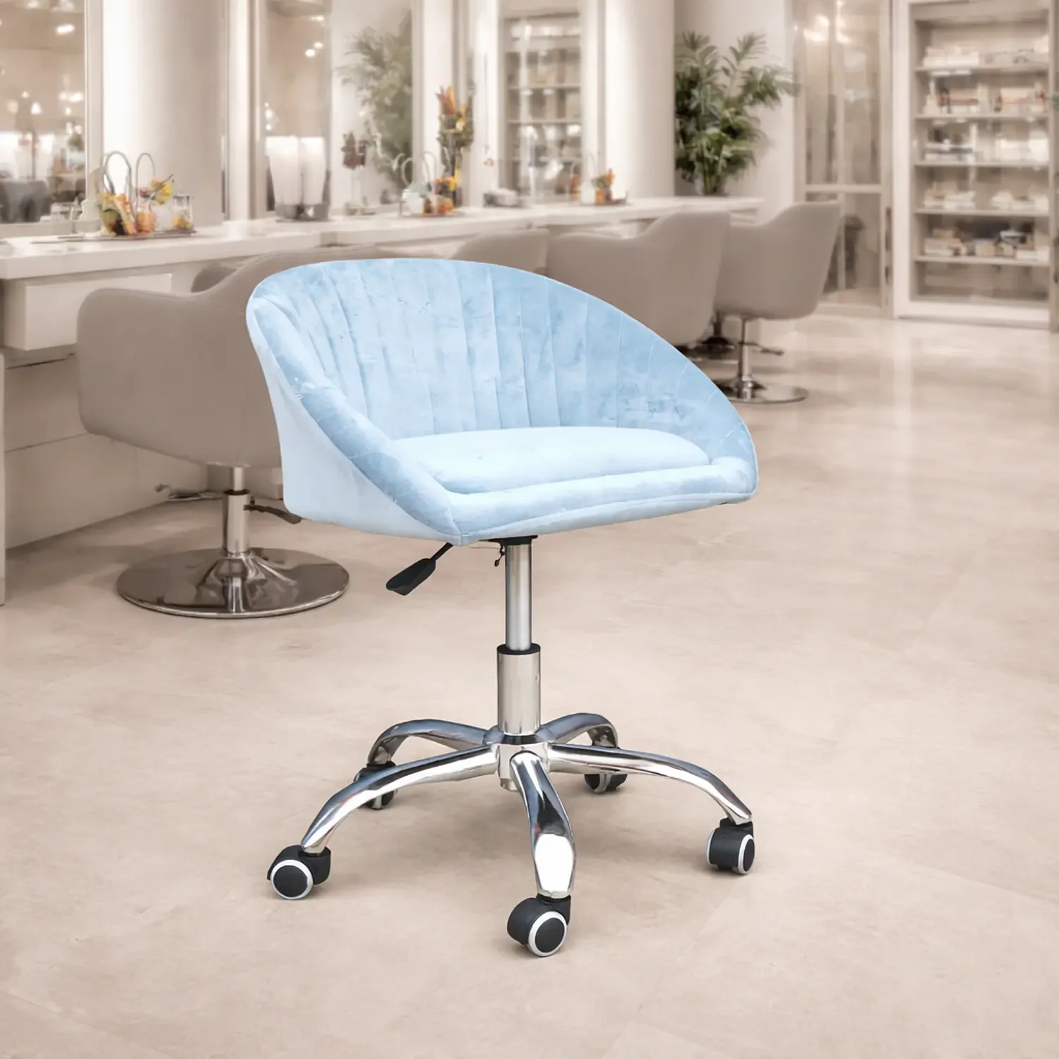 Genérico - Silla Manicure Con Ruedas Tapizada Giratoria Para Salón De Belleza