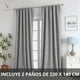 thumbnail image 2 of Cortina 100% Blackout 2 Paños 220x140 Lino Termica Roller Az Gris gris, 2 of 9