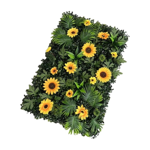 Magideal - Panel De Pared De Césped Artificial Con Flores, Planta Artificial, Artesanías Florales, Panel De Pared De Flores Para Valla Al Aire Libre Del Día De S Girasol