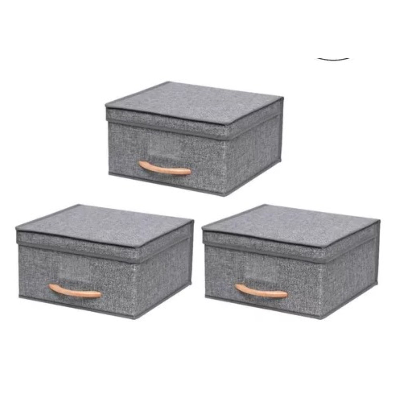 Carry All - Pack 3 Cajas Organizadoras Plegables Closet Ropa Varios Mango De Madera (s)