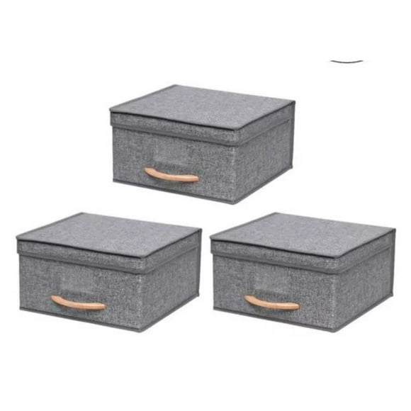 Pack 3 Cajas Organizadoras Plegables Closet Ropa Varios Mango De Madera (s)