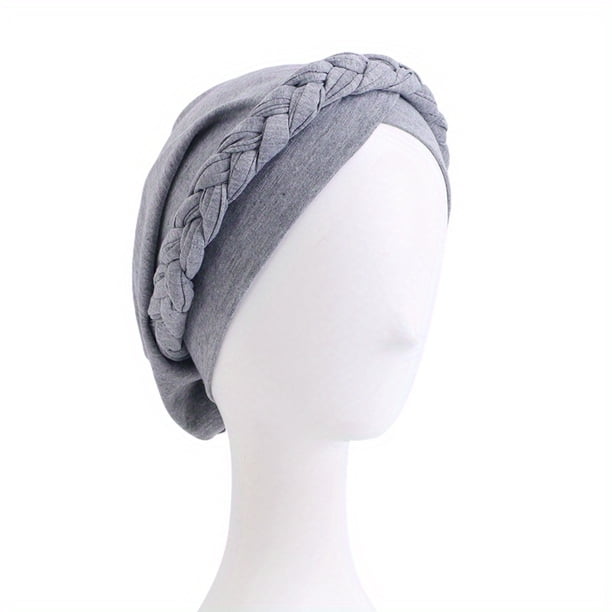 Stylish and Comfortable Solid Color Braided Turban Cap for Women - Perfect for Chemo, Head Wraps, and Hijabs
