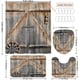 thumbnail image 3 of 1pc Wooden Door Pattern Shower Curtain With 12 Hooks, Non-Slip Bathroom Rug, Toilet U-Shape Mat, Toilet Lid Cover Pad, Bathroom Decor, 3 of 4