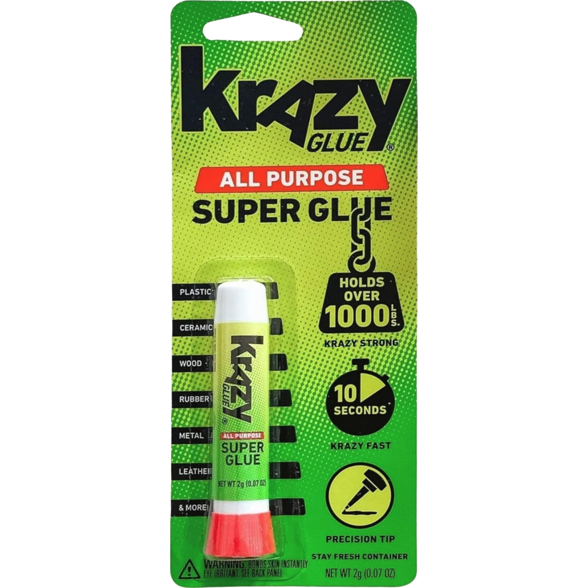 Krazy Glue - Pegamento Superglue Krazy, Multiusos, Instantáneo, 2 G, Adhesivo Extra Fuerte