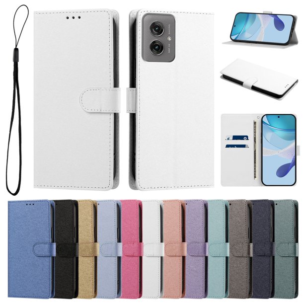 Cartera Funda para Motorola Moto G55 Carga Inalámbrica, Blanco
