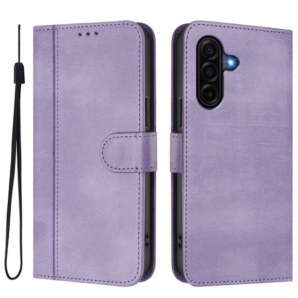 Funda Cartera para samsung galaxy A37 Protección 360° con Ranuras para Tarjetas y Soporte Morado
