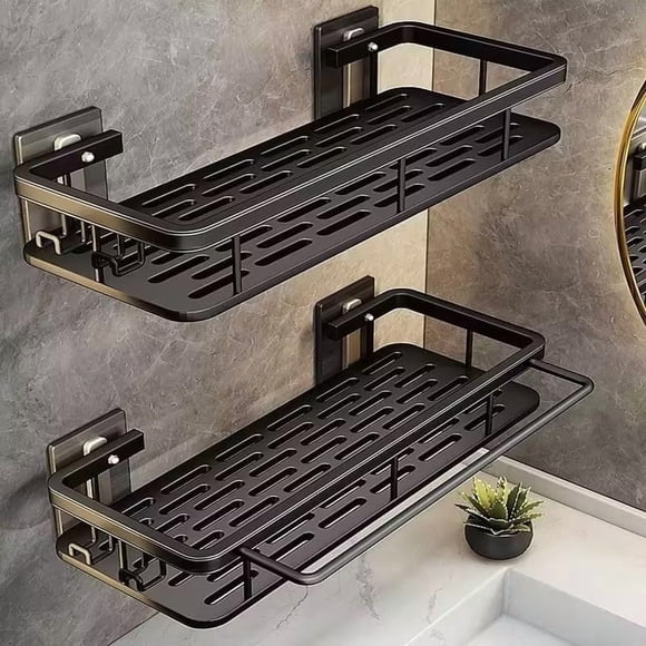 Carrito de ducha EVALAND de aluminio, paquete de 2 unidades con ganchos y toallero