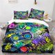 thumbnail image 1 of v261 Bed Sheets Graffiti Hip Hop Modern Street Art Bedding Set,Duvet Cover Bed Set Quilt Cover Pillowcase,King Queen Twin Size Boys Girls Adults 3-Piece Bedding Set (1 Duvet Cover + 2 Pillow Shams) Be, 1 of 5