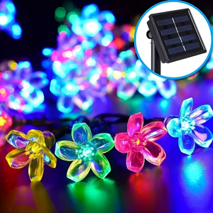 Genérica - Luces Navidad Diseño Flores Silicona 9Mts Solar Multicolor