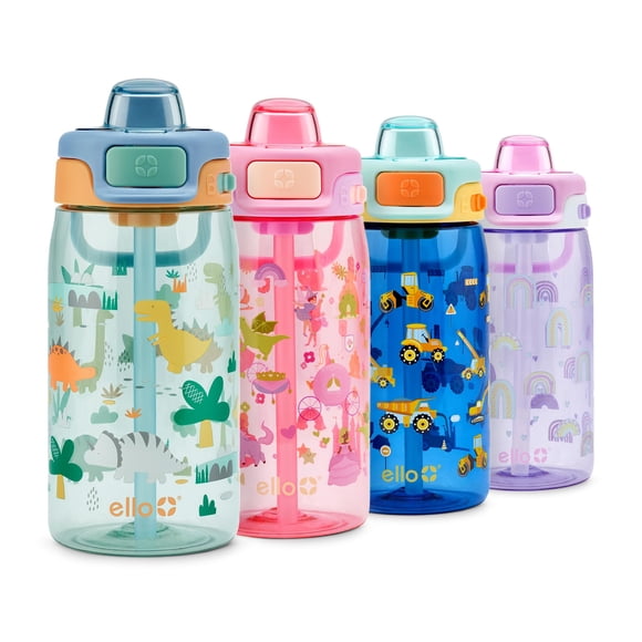 Botella Ello Kids Pop & Fill de 470 ml, a prueba de fugas, sin BPA
