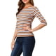 thumbnail image 4 of INSPIRE CHIC Camiseta Básica Ajustada de Mujer con Mangas al Codo Cuello Redondo Regreso a Clases Camiseta Casual Estampada Multicolor Blanco XS, 4 of 8