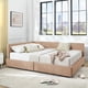 thumbnail image 3 of Queen Size Storage Upholstered Tufted Bed Frame, Sofa Bed Frame with Comfortable Backrest and Armrests, Queen Size Bed for Bedroom, Living Room,Velvet, PINK(85.5''*64.5''*29.5''), 3 of 3