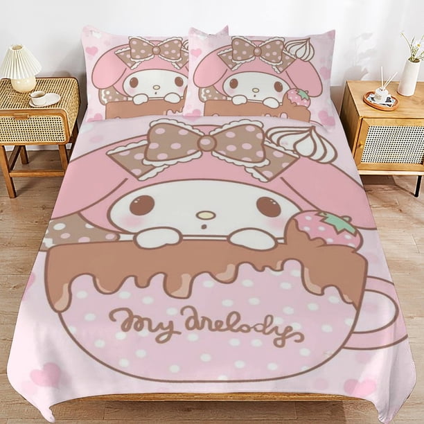 My Melody Duvet Cover Set 3 Piece Bedding Set Double Sided Printing Decorative Comforter Cover Set