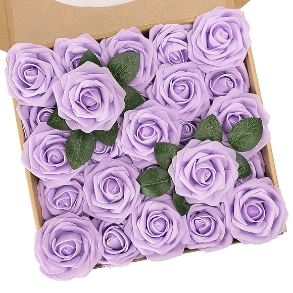 Flores artificiales N&T NIETING rosas moradas x25 con tallo