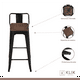thumbnail image 2 of Taburete Tolix Negro Alto con Respaldo para bar o terraza - Asiento de Madera Oscura Walnut, 2 of 4