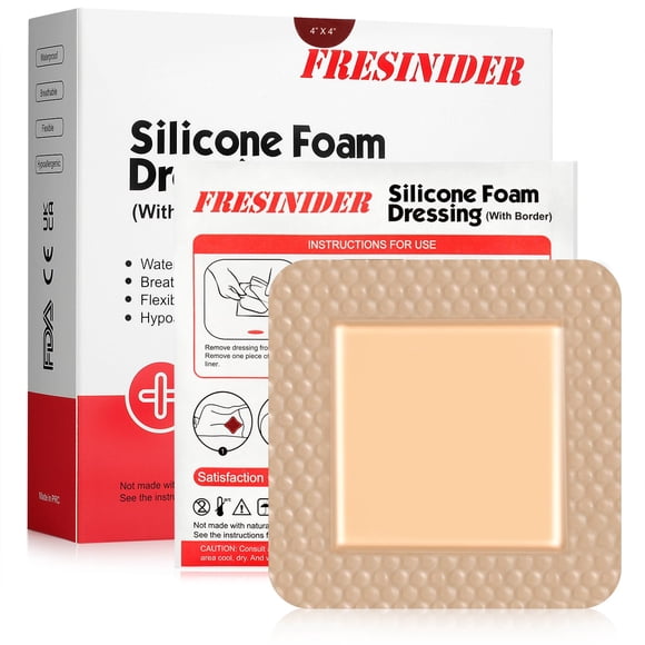 Apósito de espuma de silicona FRESINIDER para heridas, paquete de 10 x 10 cm
