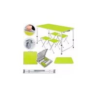 Genérico - Mesa Plegable Tipo Portafolio 1.20 M Con 4 Sillas Portátiles Color Verde