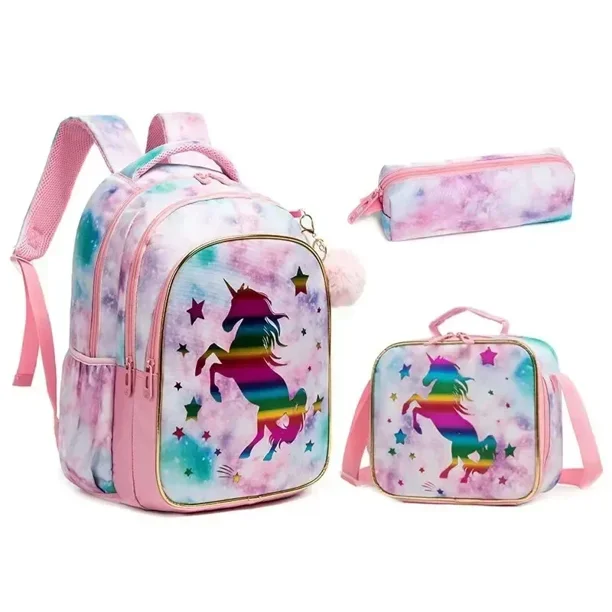 Kids Backpack Set for School Teenagers Waterproof School Bags for Girls Backpack Mermaid Cartoon Bag Kids School Bags Supplies