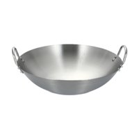 Magideal - Wok De Acero Inoxidable, Utensilios De Cocina, Accesorios Plateados, Sartén Para Saltear, Fondo Plano Para Freír, Cocinar Al , Cocina De Inducció Diámetro 22Cm
