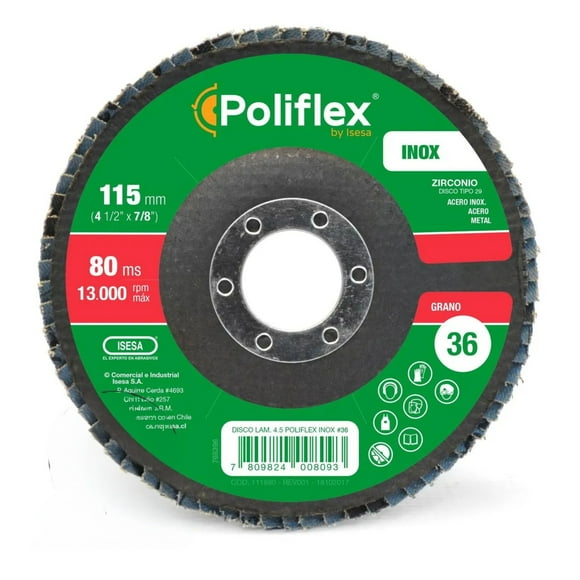 Disco Poliflex Zr - 120 4 1/2" Ang F29 Inox