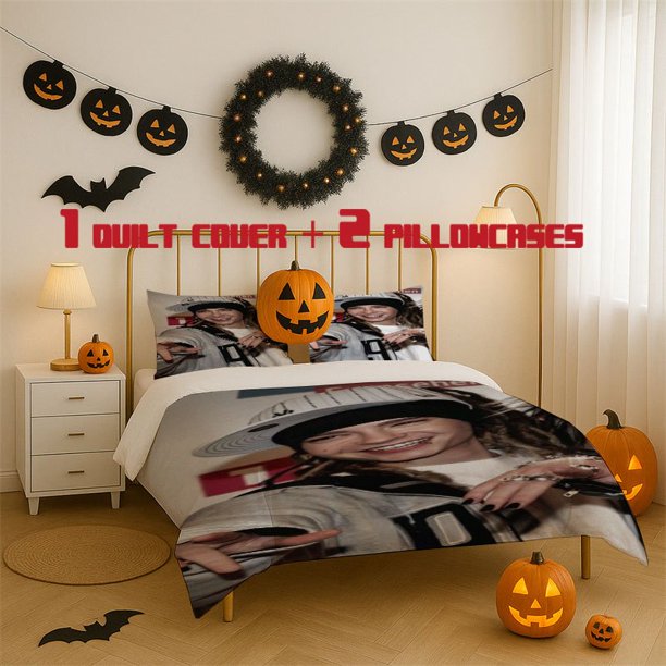 3pcs tom kaulitzPrinted 3pcs Bedding Set Soft Duvet Cover with 2 Pillowcases All Season Comfort