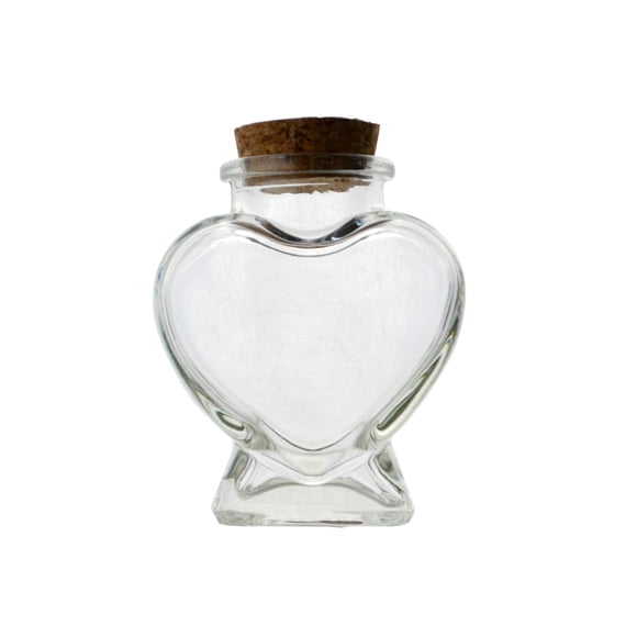 Botella de vidrio FJNATINH Heart de 50 ml con tapón de corcho para decoración del hogar
