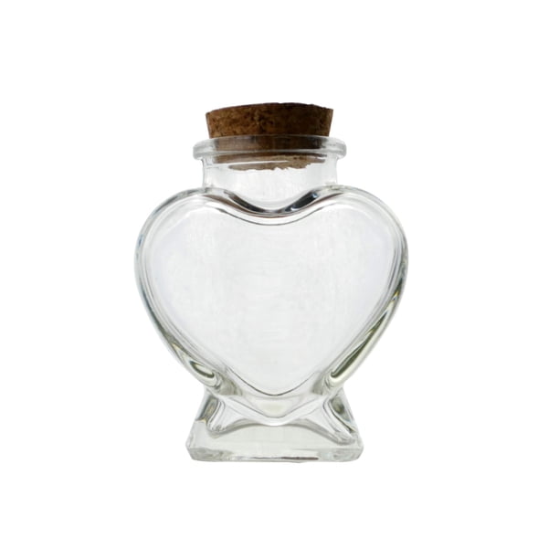 Botella de vidrio FJNATINH Heart de 50 ml con tapón de corcho para decoración del hogar