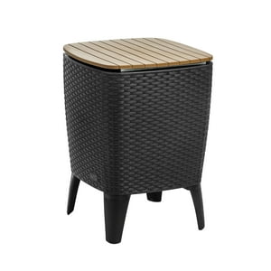 Mesa Cooler Capri Tipo Rattán Negro Café Terraza Mq Qrubber