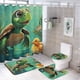 thumbnail image 1 of Bebé tortuga-theme 4-Piece Shower Curtain Set with Rugs, Waterproof Bathroom Decor Set Includes Bath Mat, U-Shaped Rug, Toilet Lid Cover and Curtain with Hooks, 1 of 6