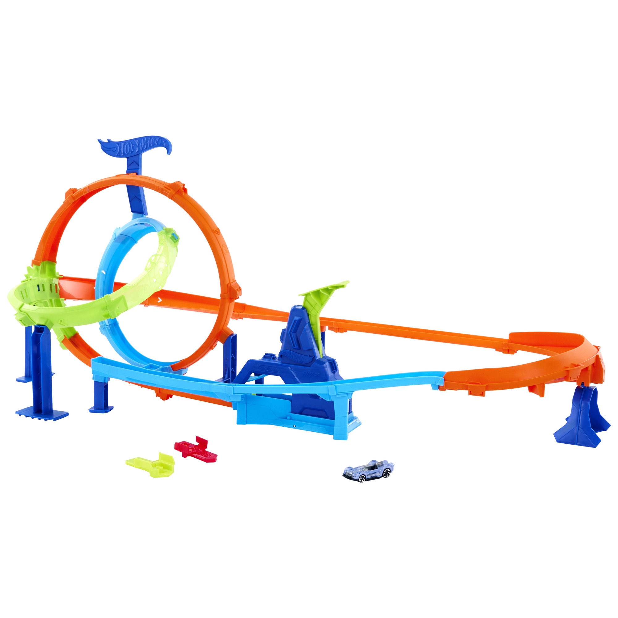 Hot Wheels Pista De Juguete Pista De Acrobacias Lanza Y Choca