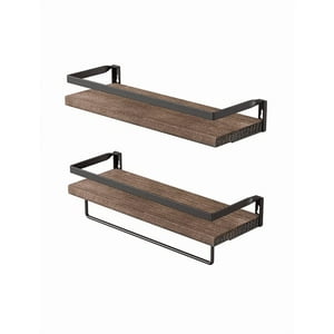 Genérico - Repisas Flotantes De Madera Modernas Kit 2 Marrón Oscuro