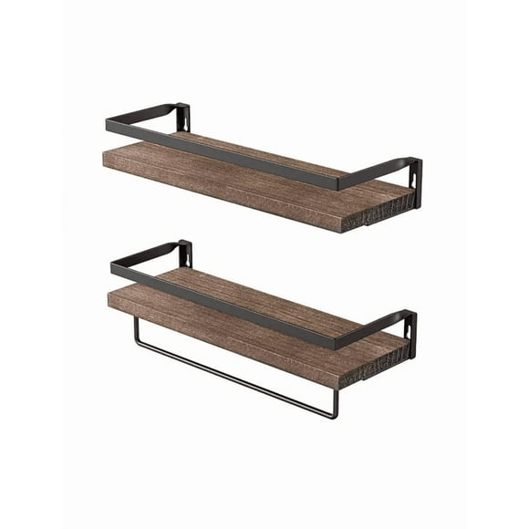 Repisas Flotantes de Madera Modernas Kit 2 Marrón Oscuro