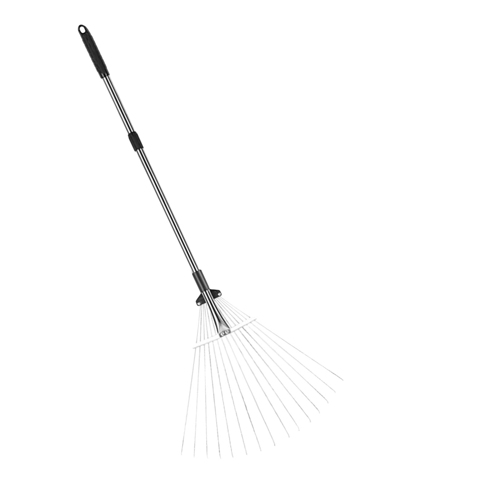Ioensy - Rastrillo Para Hojas De Jardín Rastrillo De Metal Mango Telescópico Barrido Rápido De Césped Multiusos