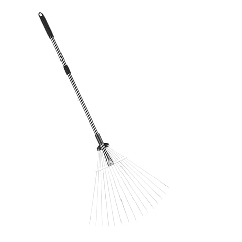 Ioensy - Rastrillo Para Hojas De Jardín Rastrillo De Metal Mango Telescópico Barrido Rápido De Césped Multiusos