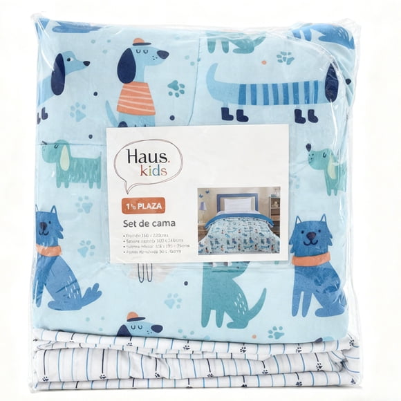 Set de cama 1.5 plaza 100% poliéster dieño mascotas