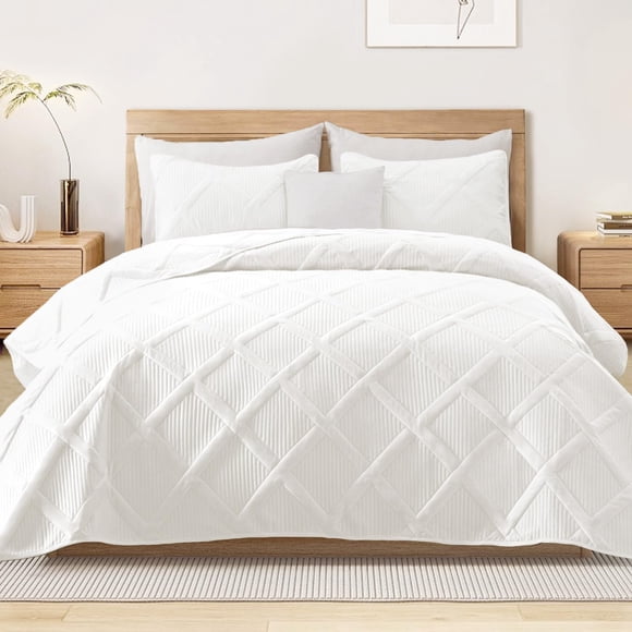 Juego de cama Exclusivo Mezcla Queen blanco de 3 piezas