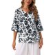 thumbnail image 1 of INSPIRE CHIC Estilo Blusa Floral Bohemia para Mujer Cuello en V Manga 3/4 Túnica Top S Negro, 1 of 6