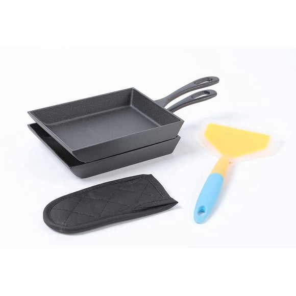Set de Sartén para Tortilla Japonesa HAWOK de Hierro Fundido 25,5x14,5 cm