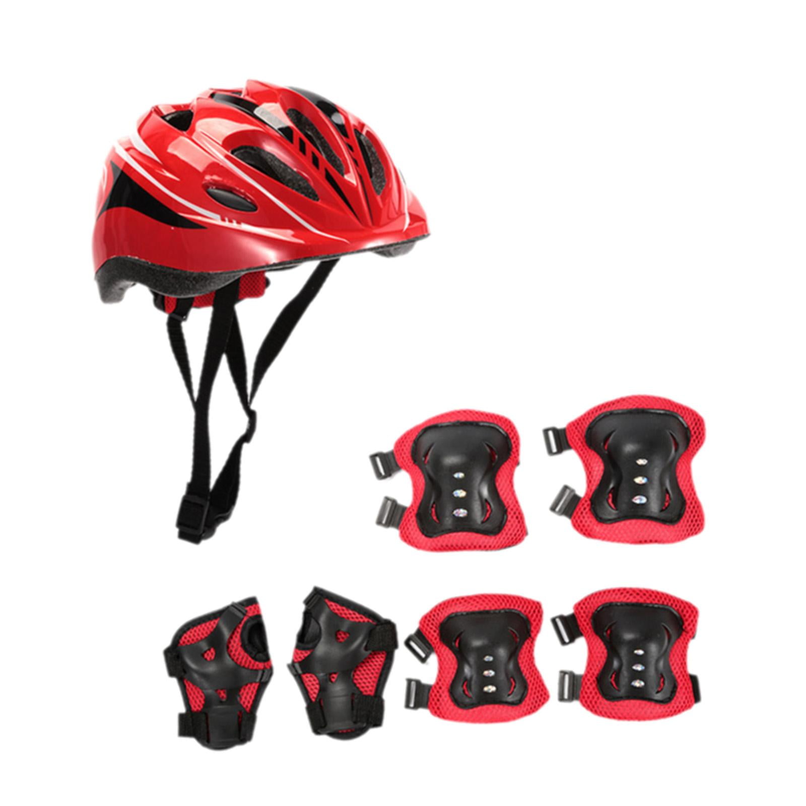 Magideal - Casco De Bicicleta Para Niños Juego De Patinaje Casco Ajustable Portable Con Rodillas Con Protectores De Muñeca Para Deportes De Longboard Enrollables Estilo F