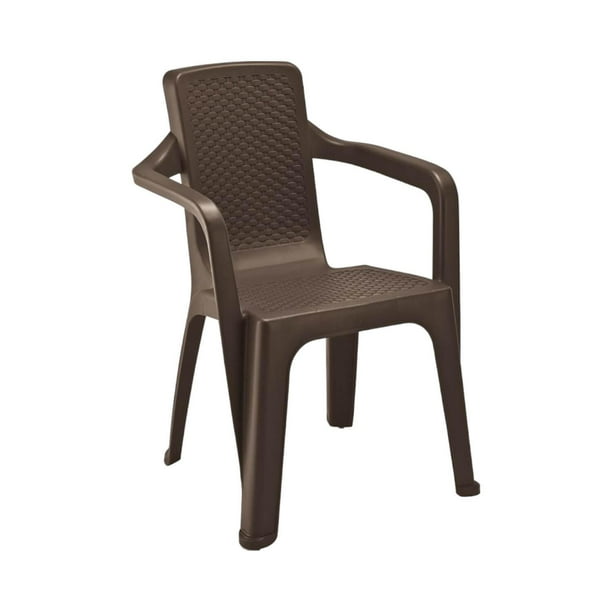 Silla plástico Con Brazos 60x57x80Cms Diseño Ratan Rimax cafe Tamaño Único