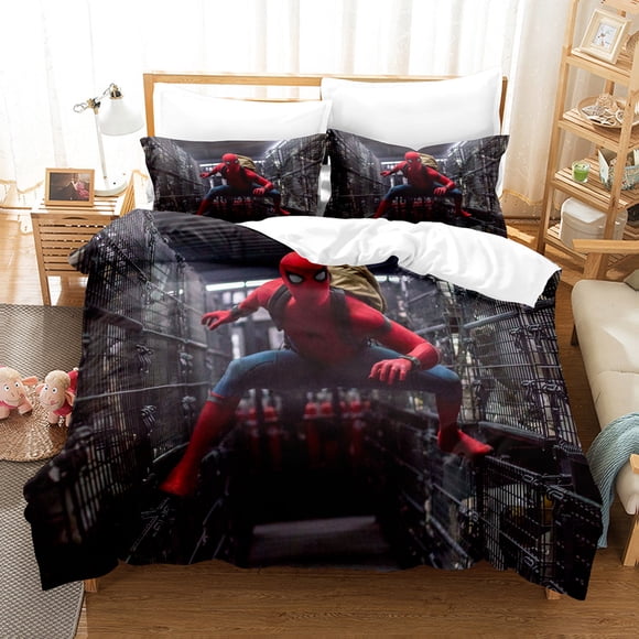Superhero Spider Man Bedding Decoration Set Spider-Man Children's Bed Pillowcase Duvet Cover Three Piece Set Bed Sheets