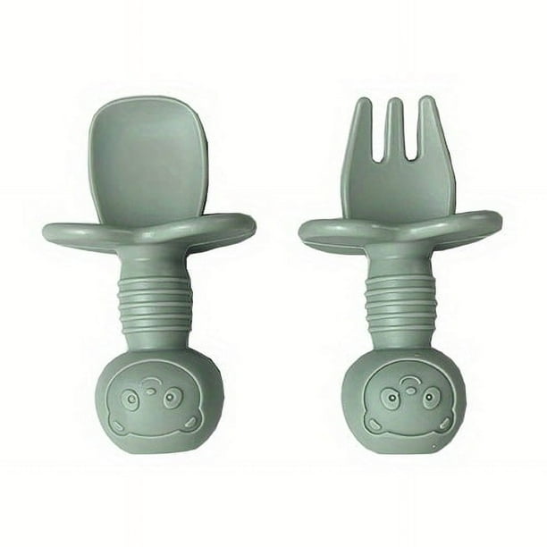 Baby Cartoon Bear Shape Silicone Spork, Baby Training Tableware, Complementary Food Grade Silicone Small Spork
