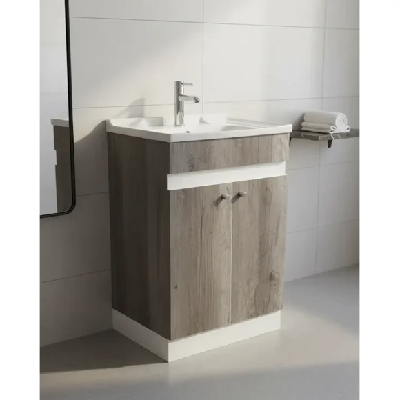 Mueble Vanitorio 50x40 cm Color Gris Con Lavamanos Y Grifería ¡Listo para Instalar!