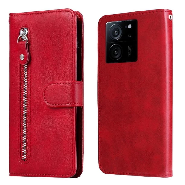 Funda con Cremallera para Xiaomi 13T Pro, Carcasa Cartera de Cuero PU con Soporte y Tarjetero