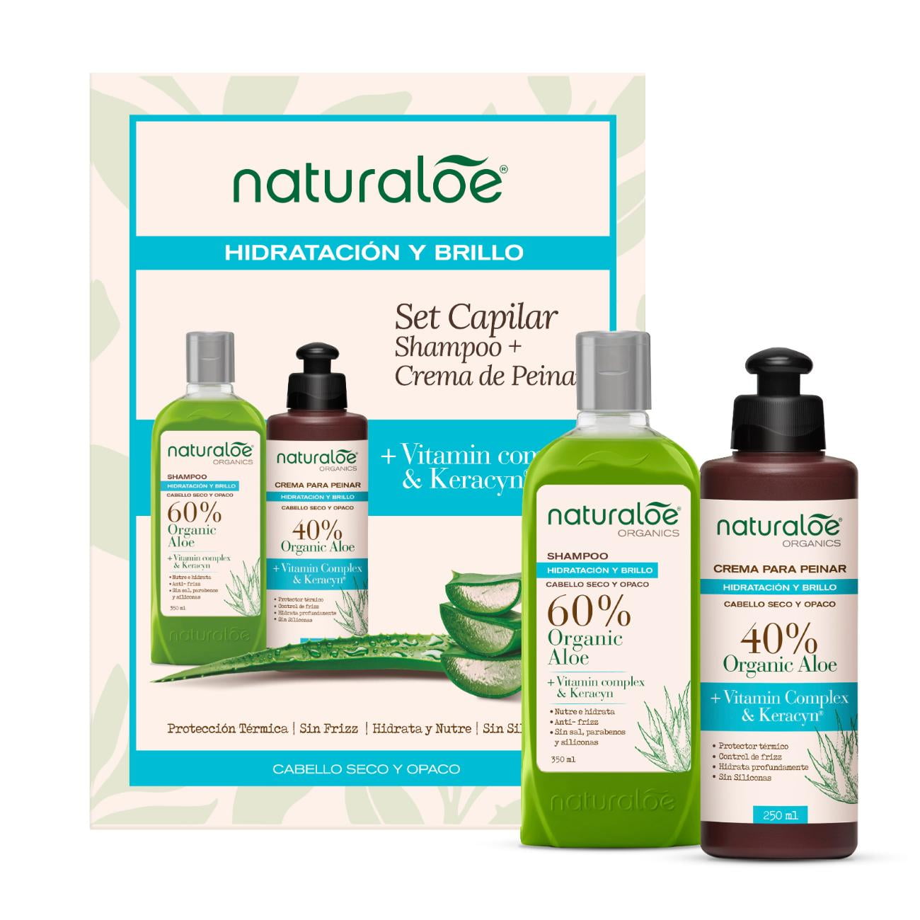 Naturaloe Cabello Hidratación Brillo Shampoo + Crema Peinar